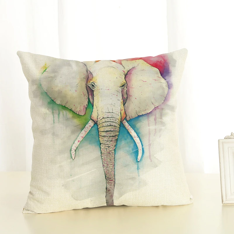 Наволочка для подушки с изображением слона в индийском стиле хлопковая льняная