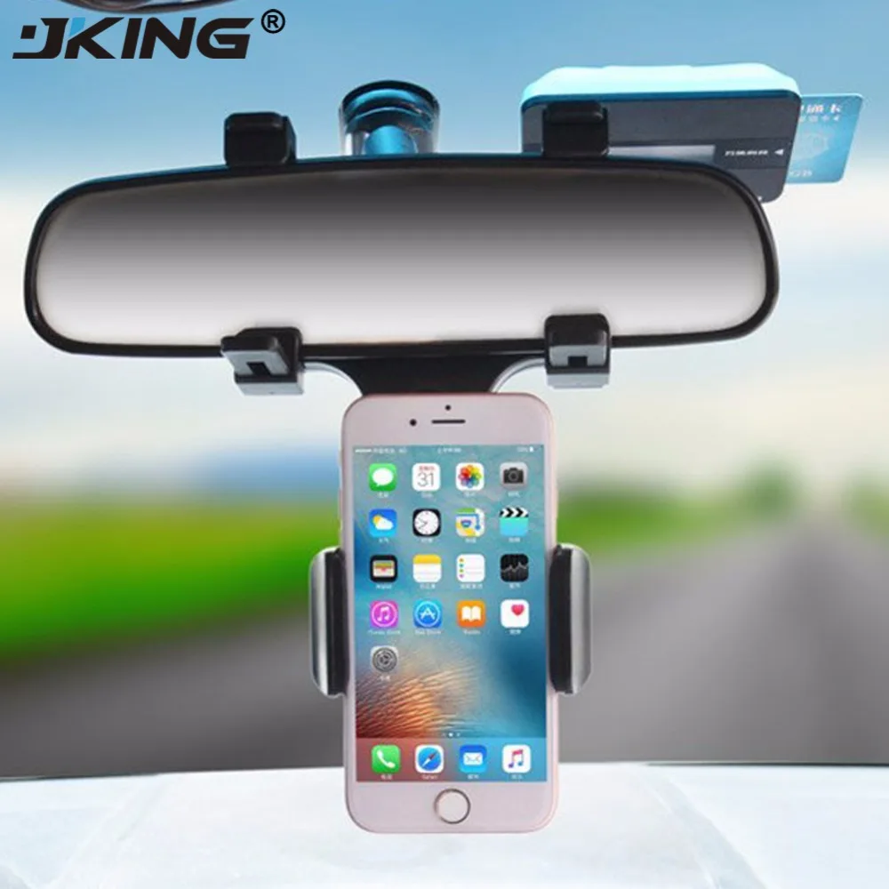 JKING Universal Car Phone Holder Mount Bracket Stand 360 Degree Rotation Rearview Mirror For Smart Mobile Cellphone Safe | Мобильные