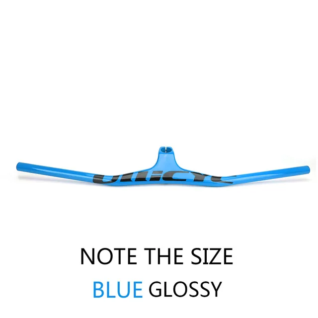 Ullicyc 2019MTB Bicycle Riser-17 degree One-shaped Integrated Handlebar With Stem 3K Black Gloss or Matte Carbon bike Handlebar - Color: Glossy Blue