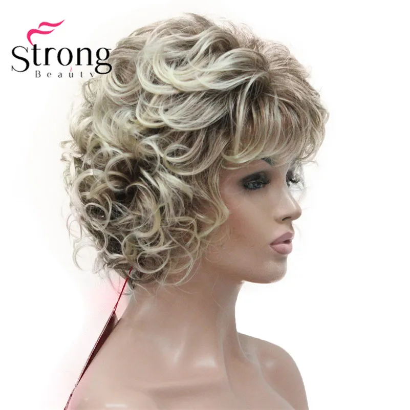 StrongBeauty короткий парик мягкие волнистые локоны Светлые блестящие синтетические