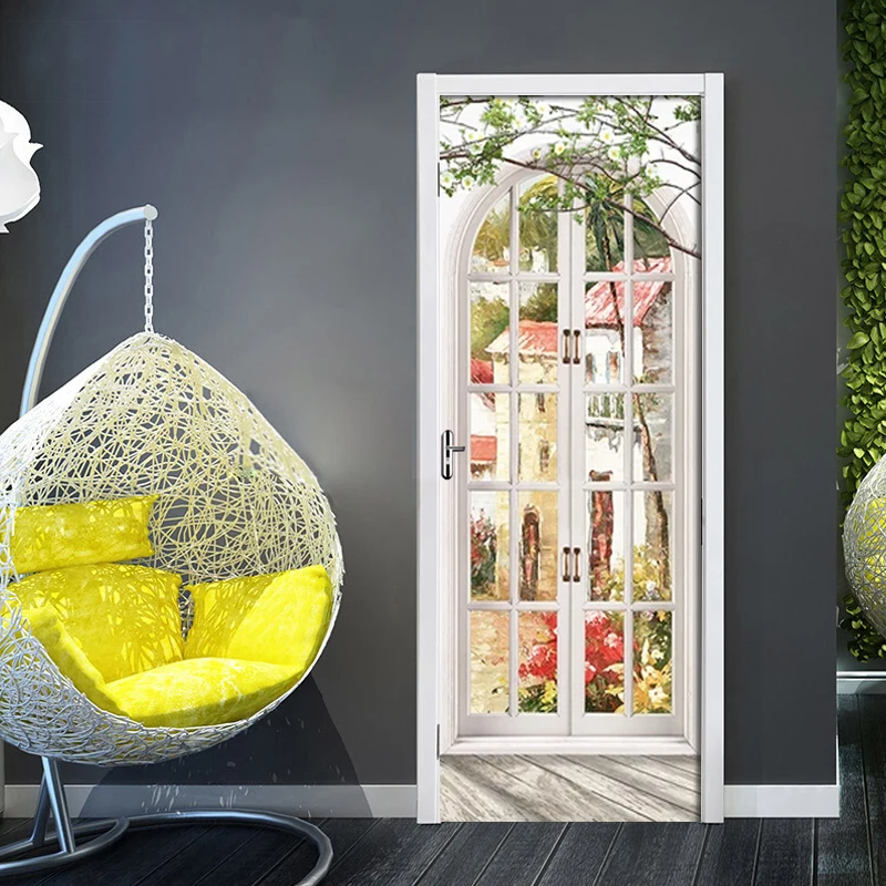 Европейская Арка масляная живопись пейзаж настенная бумажная дверная наклейка