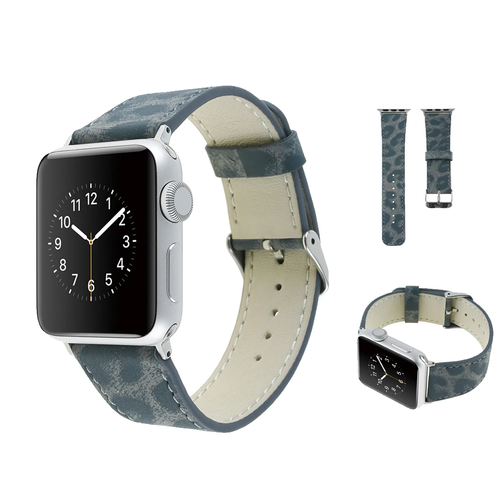 Новый Леопардовый кожаный полосатый ремешок для apple watch 42 мм 38 Iwatch series 3 2 1 браслет