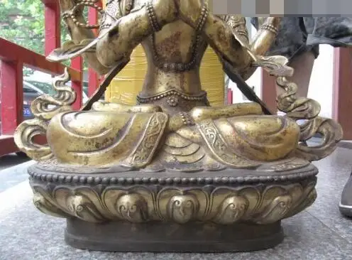 S06324 Tibet Buddhsim Temple Copper Bronze Four Armed Kwan-Yin Guan Yin Buddha Statue | Дом и сад