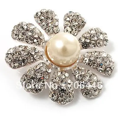 Серебряный Подсолнух жемчуг и стразы искусственный кристалл Свадебное