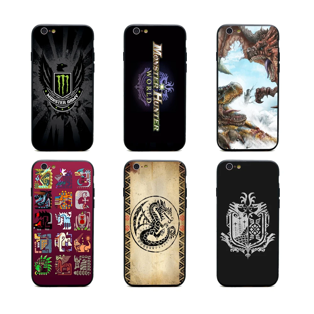 Monster hunter world Чехлы для телефона из термополиуретана + PC черные чехлы iPhone X 6 6s 7 8 plus 5