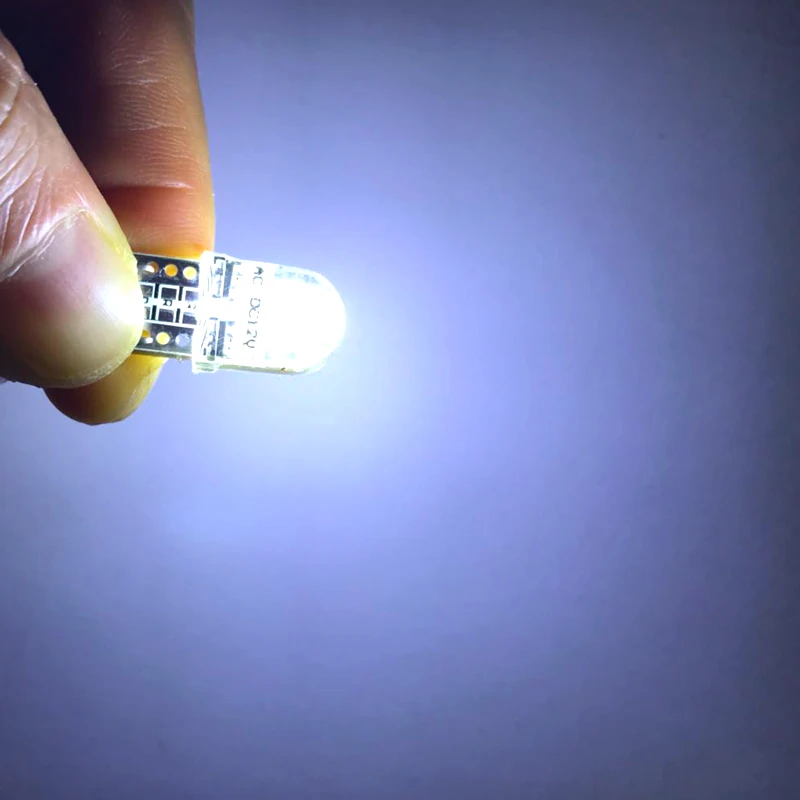 10 шт. силиконовые Неполярные светодиодные лампы T10 W5W 4 smd 3030 для салона автомобиля