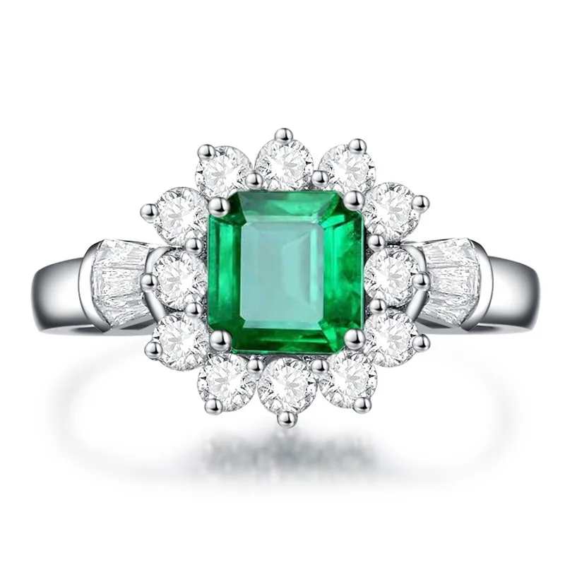 Emerald Wong Rain винтажный стерлингового серебра 925 Изумрудный камень Свадебные обручальные бриллианты кольцо из белого золота ювелирных изделий - Цвет камня: Emerald