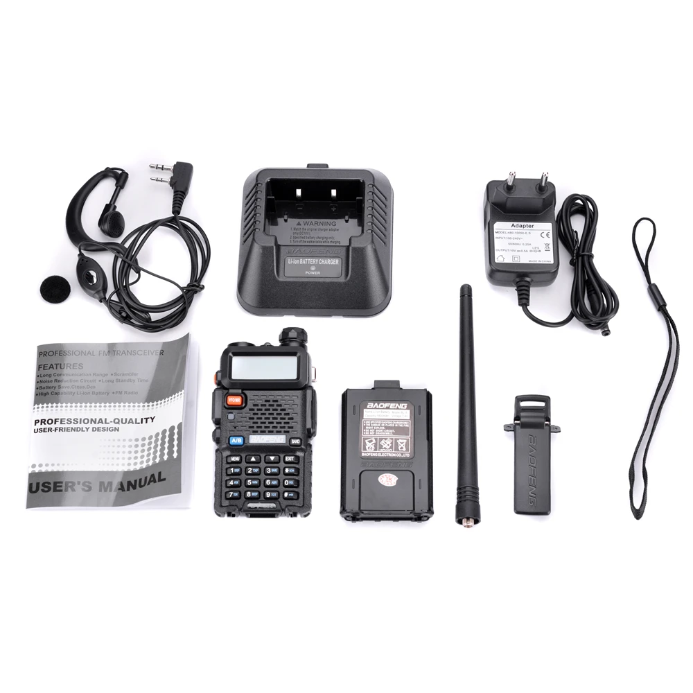 Baofeng UV 5R иди и болтай Walkie Talkie “иди Dual Band Профессиональные 5 Вт 1800 мАч Ham