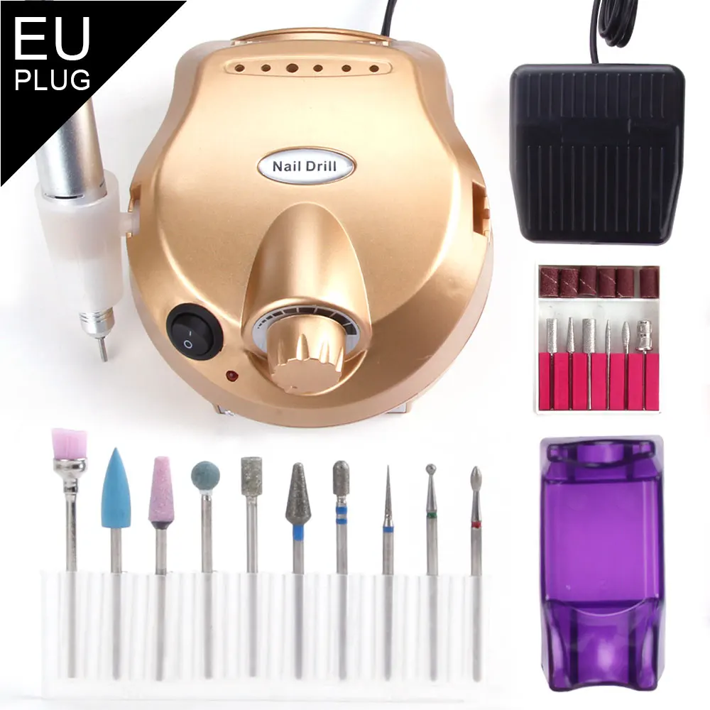 GD Set 4 EU Plug Фрезерный станок аппарат для электрической дрели для ногтей маникюр поворот заусенцев Фрезер Вольфрамовая Силиконовая Форма Маникюр с полировкой инструмент - Цвет: GD Set 4 EU Plug