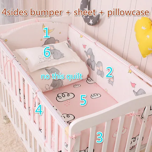 6 pcs set 6 шт. постельных принадлежностей, постельное белье для новорожденных малышей, Детские бамперы с защитой от столкновений, моющаяся детская кроватка, Комплект постельного белья для малышей, комплект бамперов для кроватки - Цвет: 6 pcs set
