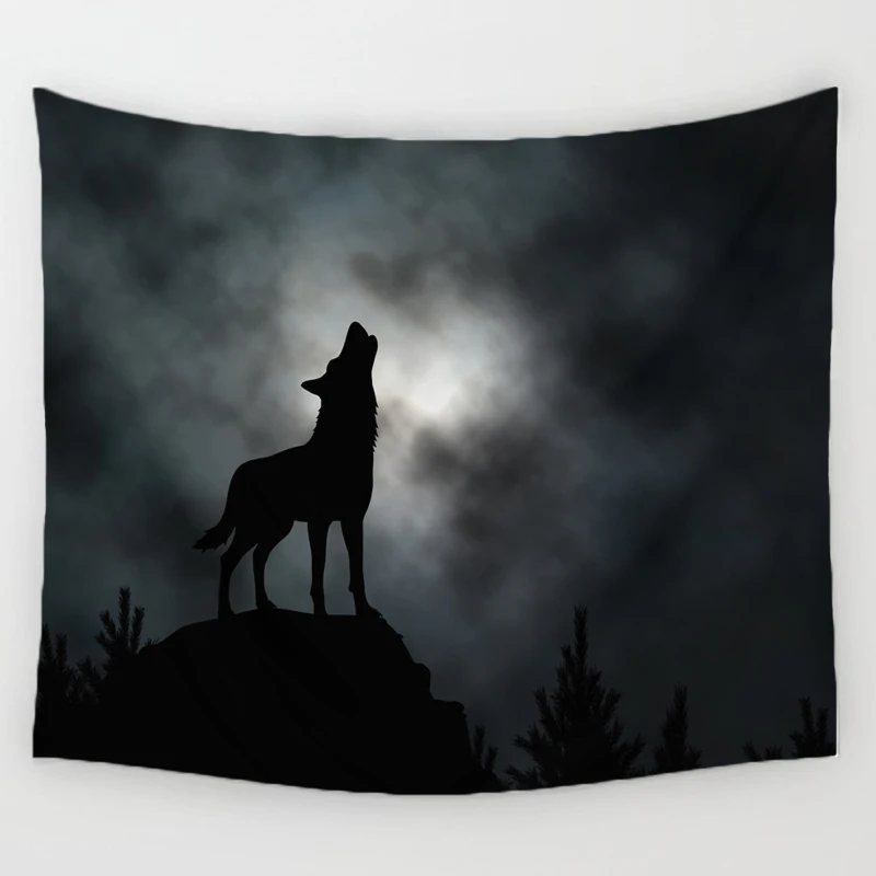 Африканский Животные узор Лев волк из полиэстера гобелен настенный Пикник
