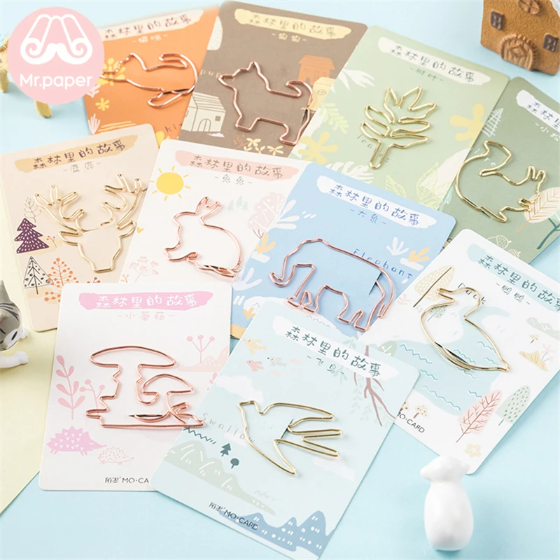 Mr Paper Kawaii Мультяшные животные растения металлический бумажный зажим Закладка