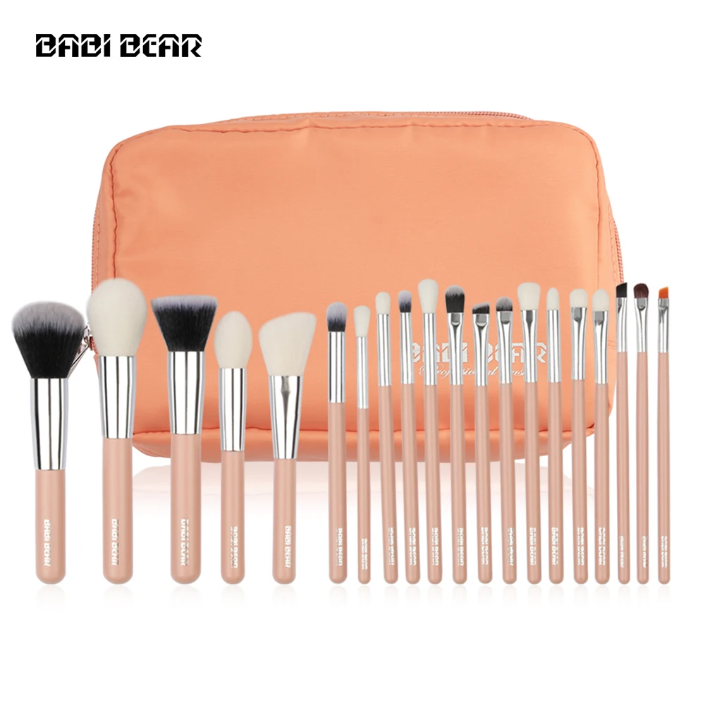 BABI BEAR 20 шт Серебряный/Розовый Профессиональный набор кистей макияж основа пудра