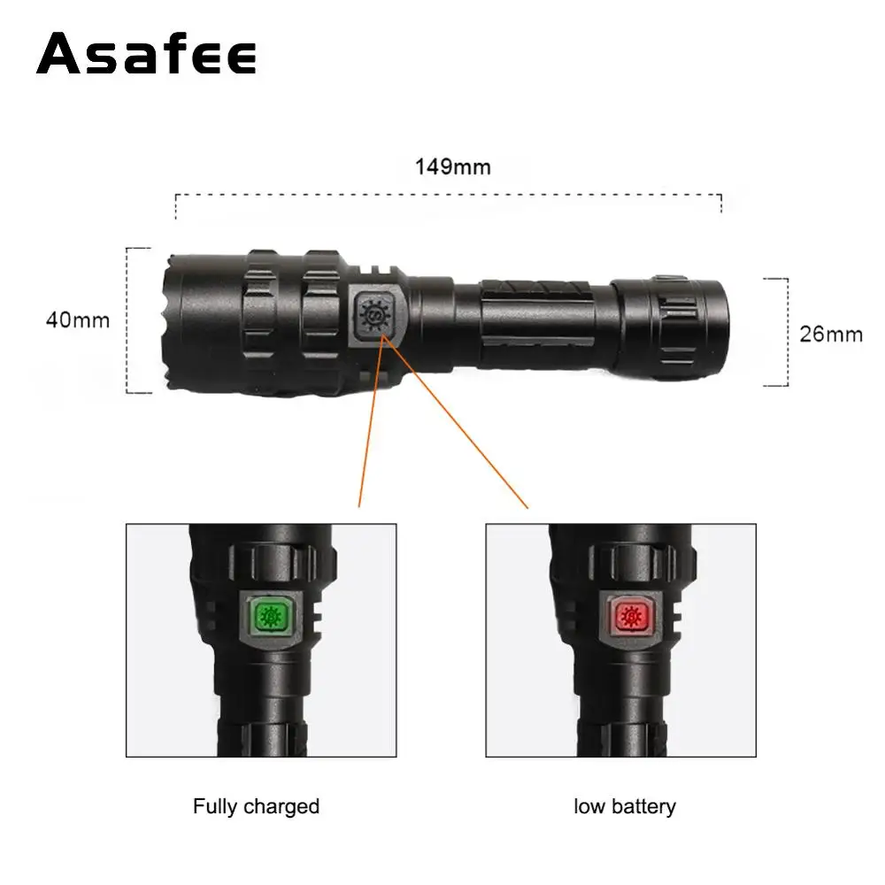 Asafee BC02 светодиодный тактический фонарик ультра яркий USB Перезаряжаемый