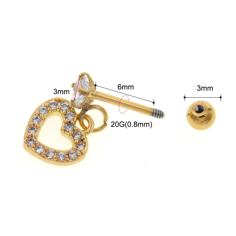 Серьги гвоздики с фианитами Для Пирсинга Ушей ювелирные украшения для