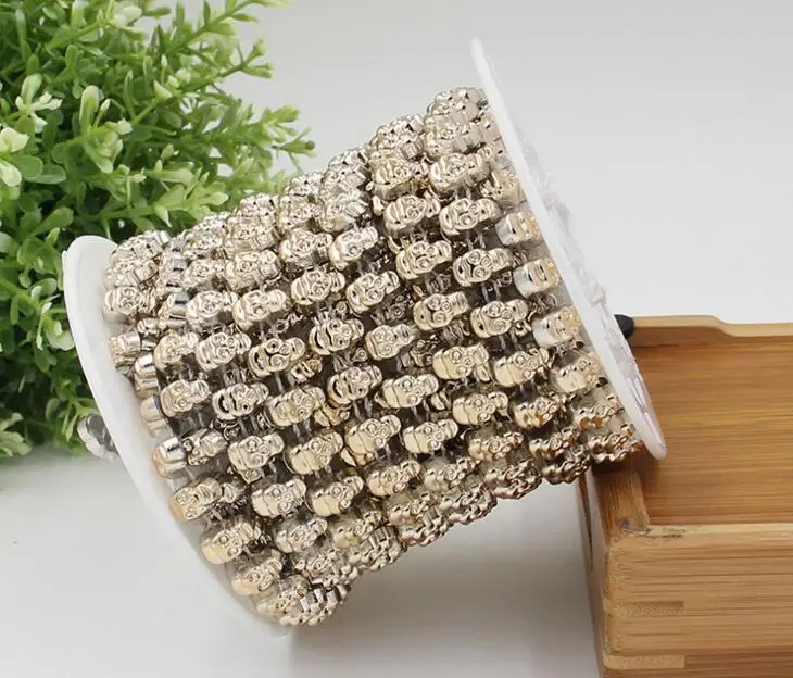 20 ярдов Позолоченные/черные черепы с черепами отделка цепи УФ-покрытием для