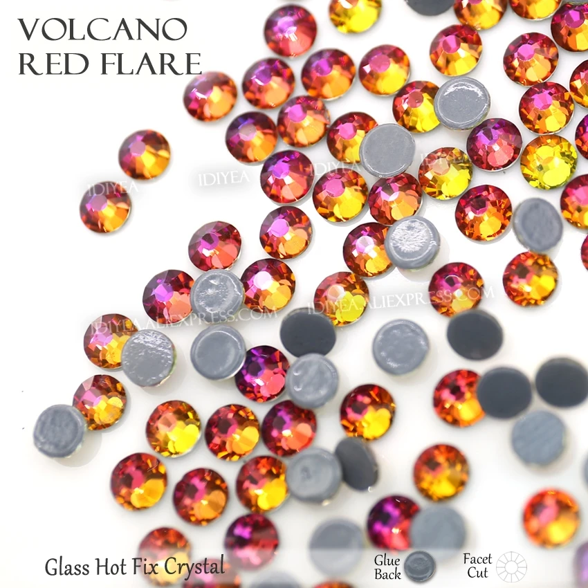 Volcano Red Flare Высокое качество Горячая фиксация Стразы SS6 SS10 SS16 SS20 SS30 Стразы плоская задняя часть исправление камней Кристаллы Блестки для DIY одежды платье - Цвет: Volcano Red Flare