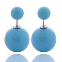 13 colors new arrival classic cheapest solid candy colors double sides big pearl earrings cute bead ball earrings for women