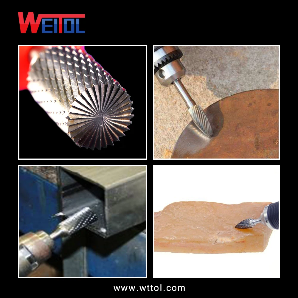 

Weitol 6mm H type carbide rotary files single cut/ double cut carbide burrs solid carbide cutter bits cnc tools