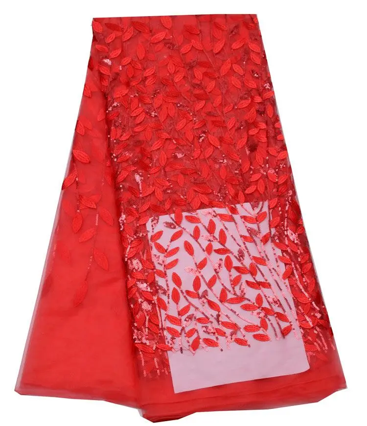 High Quality Imported Wholesale 100%Polyester African Red Tulle Lace French Net Sequins Fabric for Wedding | Дом и сад