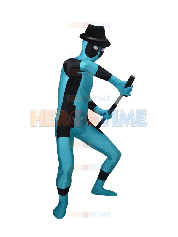 Небесно-голубой костюм супергероя комиксов Марвел Дэдпул зентай лайкра спандекс