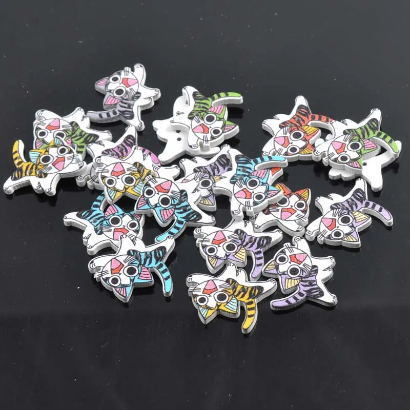 Смешанные 2 отверстия кошечка для шитья деревянные пуговицы и аксессуары