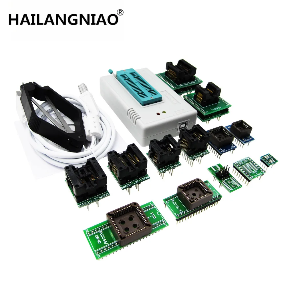 Программатор TL866II + 13 универсальных адаптеров программатор PLCC Extractor TL866 AVR PIC Bios 51 MCU