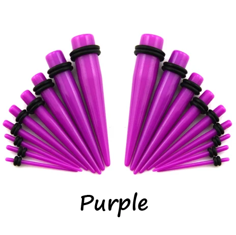 Purple Lot18Pcs ушные конусные носилки расширитель набор ушных тоннелей набор беруши пирсинг Стартер Набор ювелирные изделия для тела 12 цветов на выбор - Окраска металла: Purple