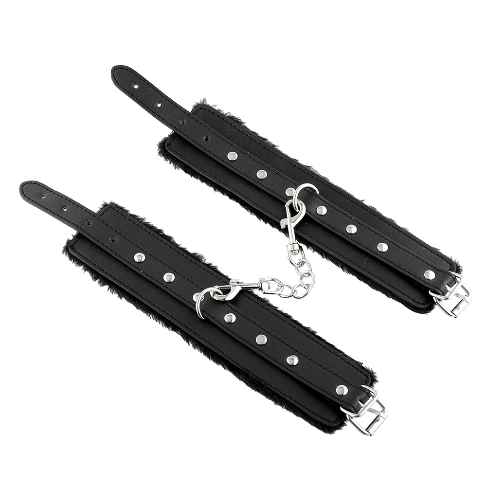 Наручники из искусственной кожи черного цвета интимные товары для связывания