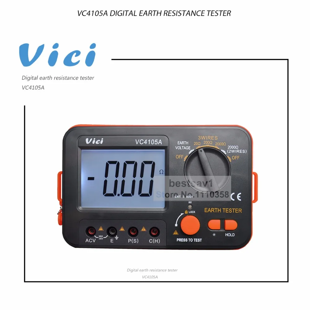 VICHY VC4105A ЖК-дисплей Цифровой мультиметр multimetro диагностический инструмент тестер Сопротивление заземления/Напряжение метр тестер B0410