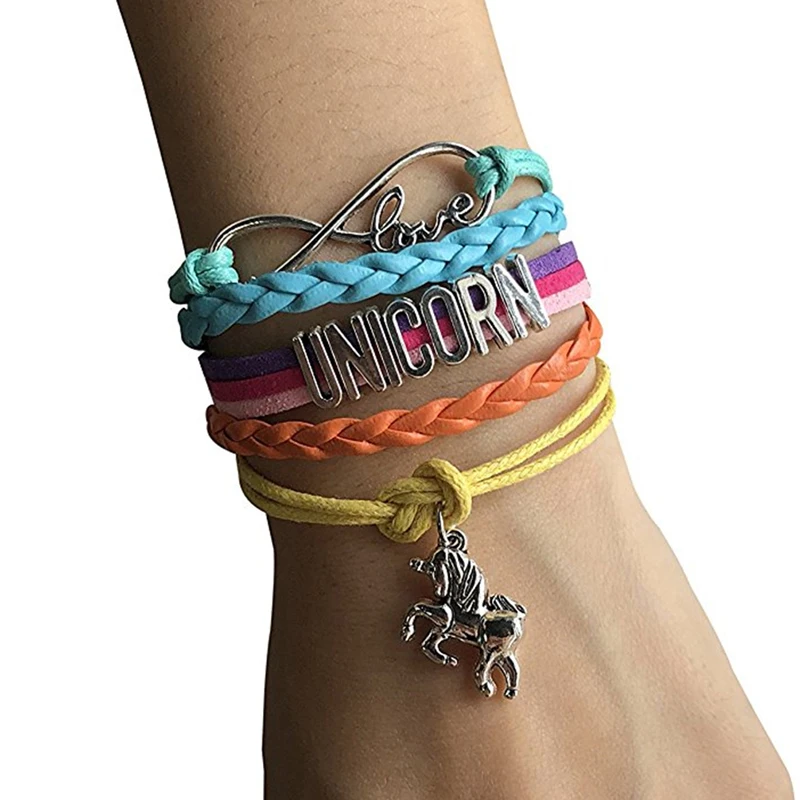 Модные Стиль Винтаж очаровательные милые красочные Unicron плетеный браслет кулон