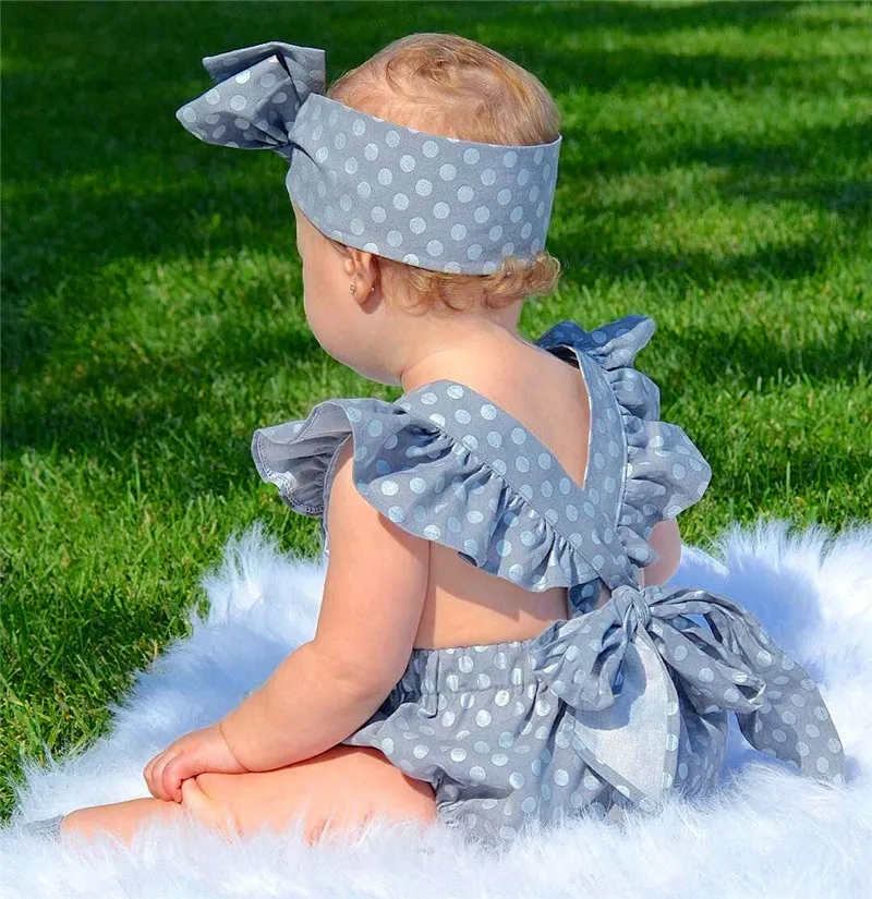 Детский Свободный комбинезон в горошек с рукавами и оборками|baby jumpsuit|rompers romperspolka