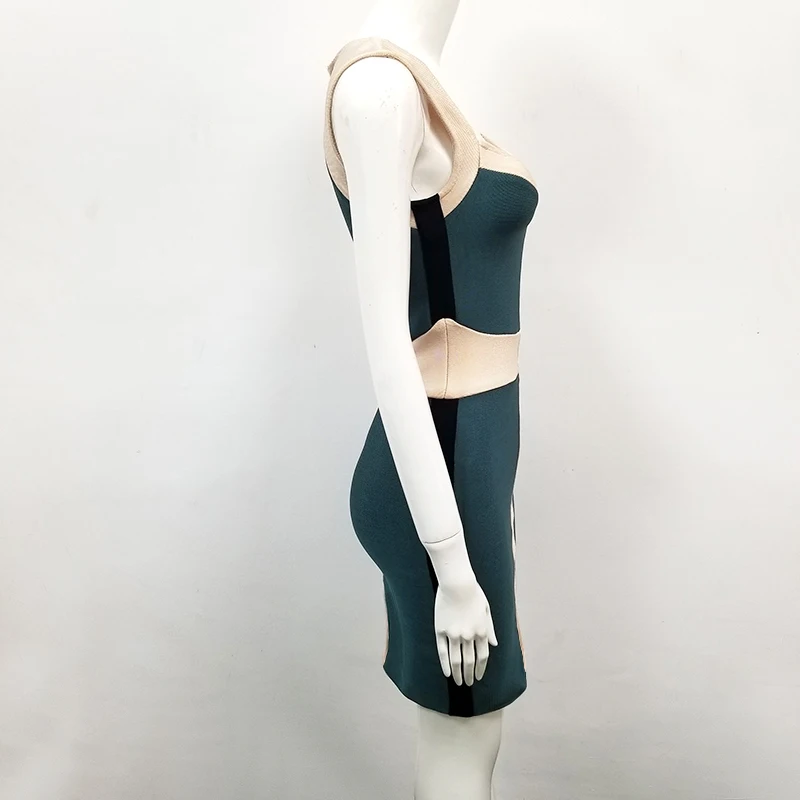 Бандажное платье из искусственного шелка без рукавов с геометрическим узором