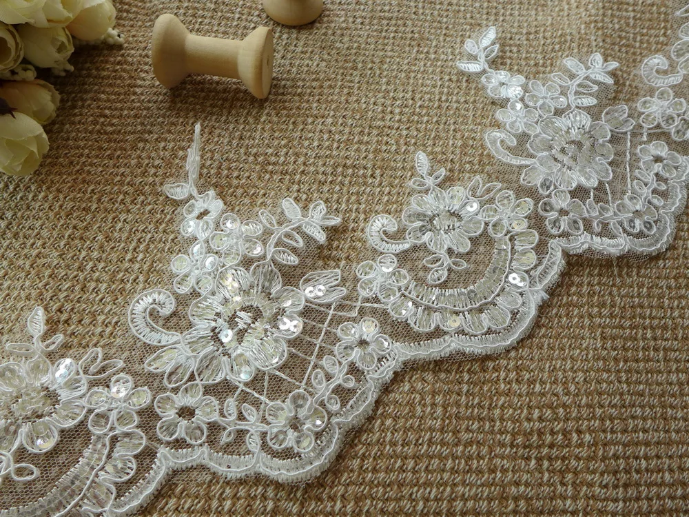 Alencon аппликация с кружевной отделкой гипюр жемчуг 6 ярдов 11 5 см|lace guipure|sequin lacesequin