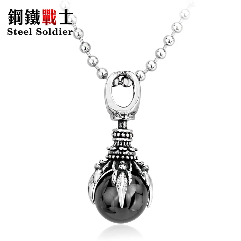 Сталь солдат изысканный нержавеющей стали коготь камень кулон красный черный