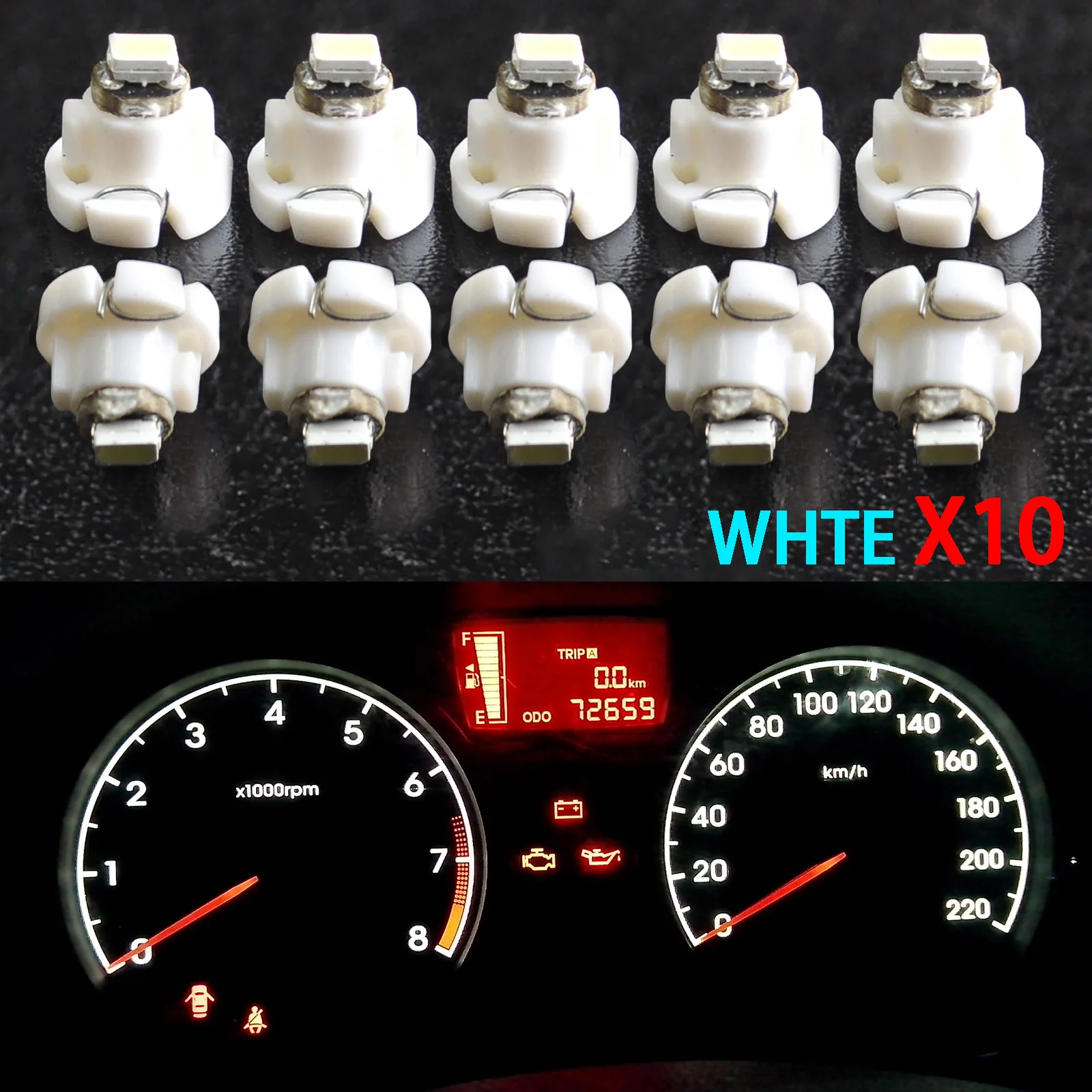 10pcs T4/T4.2 Neo Wedge LED Bulb Cluster Instrument Dash Climate Base Lights NR-shipping | Автомобили и мотоциклы