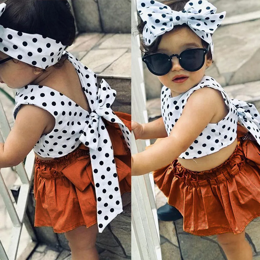 3 шт. Детский жилет с оборками и принтом в горошек | Мать ребенок