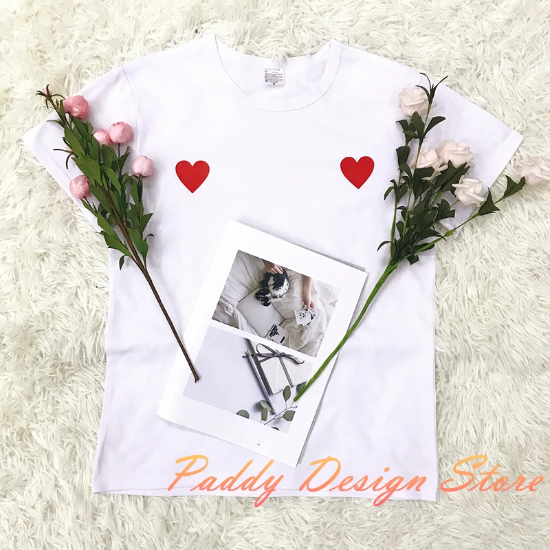 Футболка OKOUFEN Женская хлопковая с принтом в виде сердца|top tees|t-shirt cottontee top |