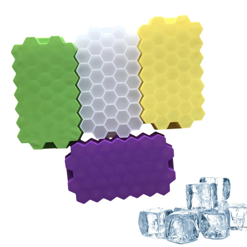Molde de bandeja de silicona de cavidad ecológica, minicubo de hielo de panal de 37 rejillas