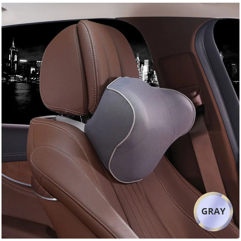 Gray Neck Pillow Защитный подголовник подушка для шеи комфортное пространство памяти хлопок подкладка расслабить шеи мышцы подходят для большинства автомобилей - Цвет: Gray Neck Pillow