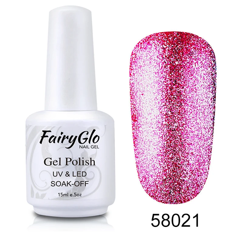 58021 FairyGlo, 15 мл, блестящий гель для ногтей, Платиновый, УФ светодиодный, лампа, Гель-лак для ногтей, длинный, последний, Гель-лак, гибридная краска, геллак, лаковый клей - Цвет: 58021