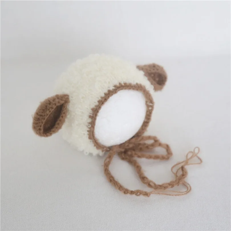 Vintage Lamb Hat Newborn Photography Props Knitted Baby Animal Bonnet Lovely Unisex Beanie Infnat Cap Birthday Gift | Мать и ребенок