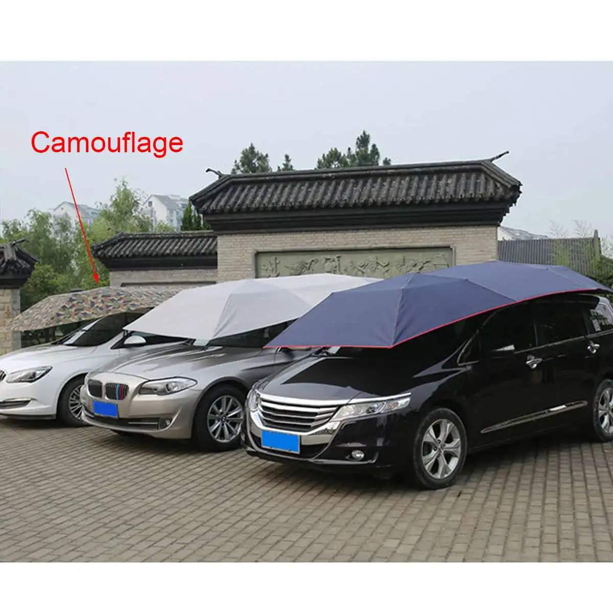 Camouflage Полностью автоматическое наружное покрытие для крыши машины автомобиль палатка зонт складной зонт Анти-УФ защитный чехол от дождя Универсальный автомобильный комплект на крышу - Название цвета: Camouflage