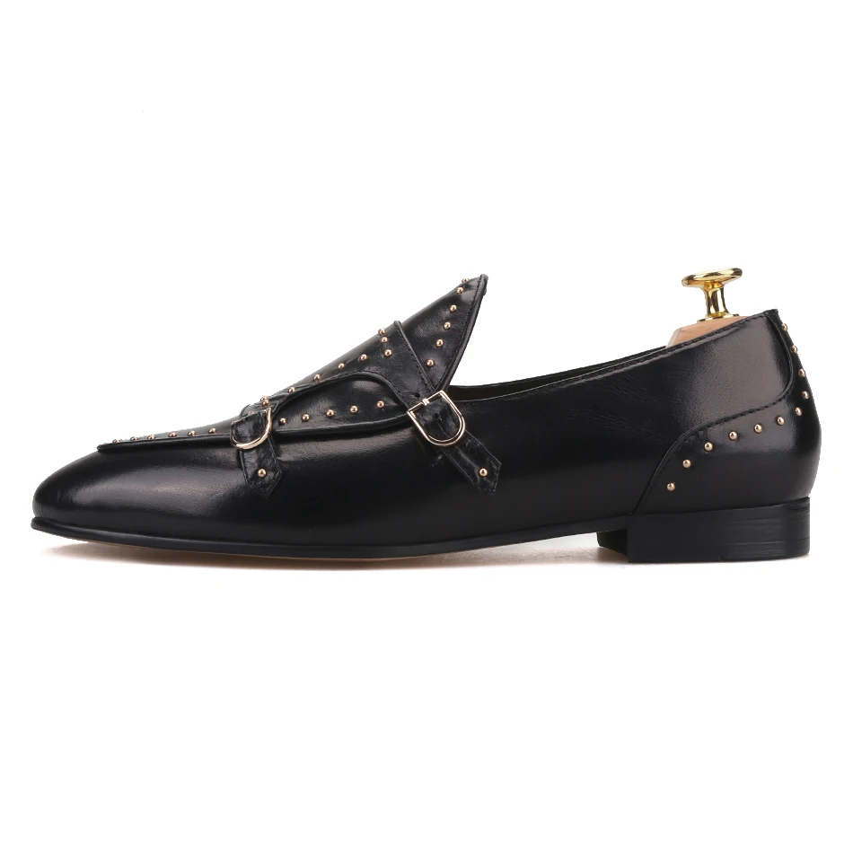 Piergitar brand 2019 Handmade spikes genuine leather men loafers Fashion party and wedding Men dress shoes smoking slippers | Обувь