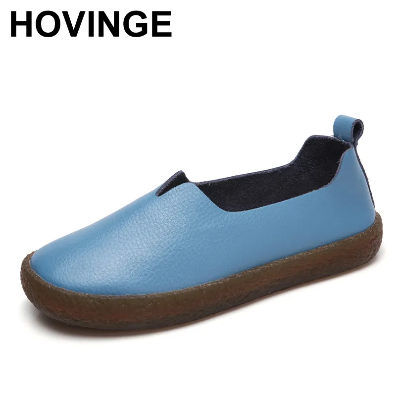 

HOVINGEWomen Shoes Genuine Leather Ballet Flats Rubber Personality Soft Flats Slip On Comfort Casual Loafer 2018 Summers Large