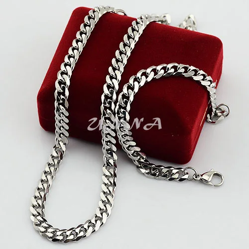 Ювелирные наборы из нержавеющей стали для мужчин и женщин 7 мм ожерелье браслеты