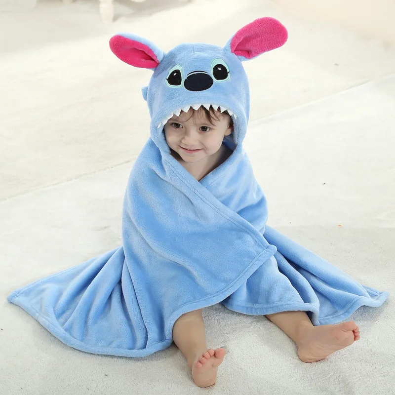 Baby Cartoon Animal Cosplay Photo props Receiving Blanket Flannel Blue Rose Stitch Design Newborn Infant Bath Sleeping Robe