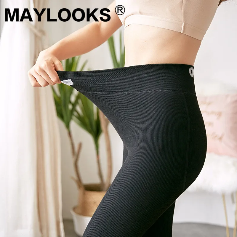 Maylooks/Новые тонкие и бархатные утолщенные женские леггинсы с теплыми ножками 340 г