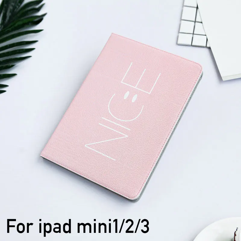 For ipad Mini 123 Умный чехол-подставка с функцией автоматического пробуждения/сна для планшетов ipad 2 3 4 Mini 1 2 3 из искусственной кожи с Откидывающейся Крышкой и смайликом для ipad air 1 2 - Цвет: For ipad Mini 123