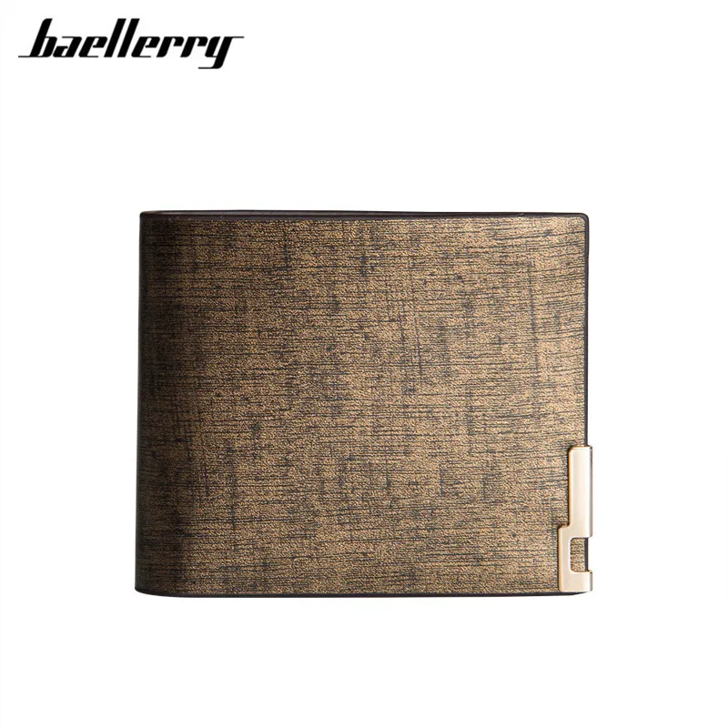 Baellerry 2017 модные тонкие однотонные мужские Кошельки и портмоне деньги короткий тонкий золотой простой